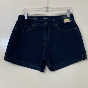 Mid Rise Dark Blue Denim Shorts